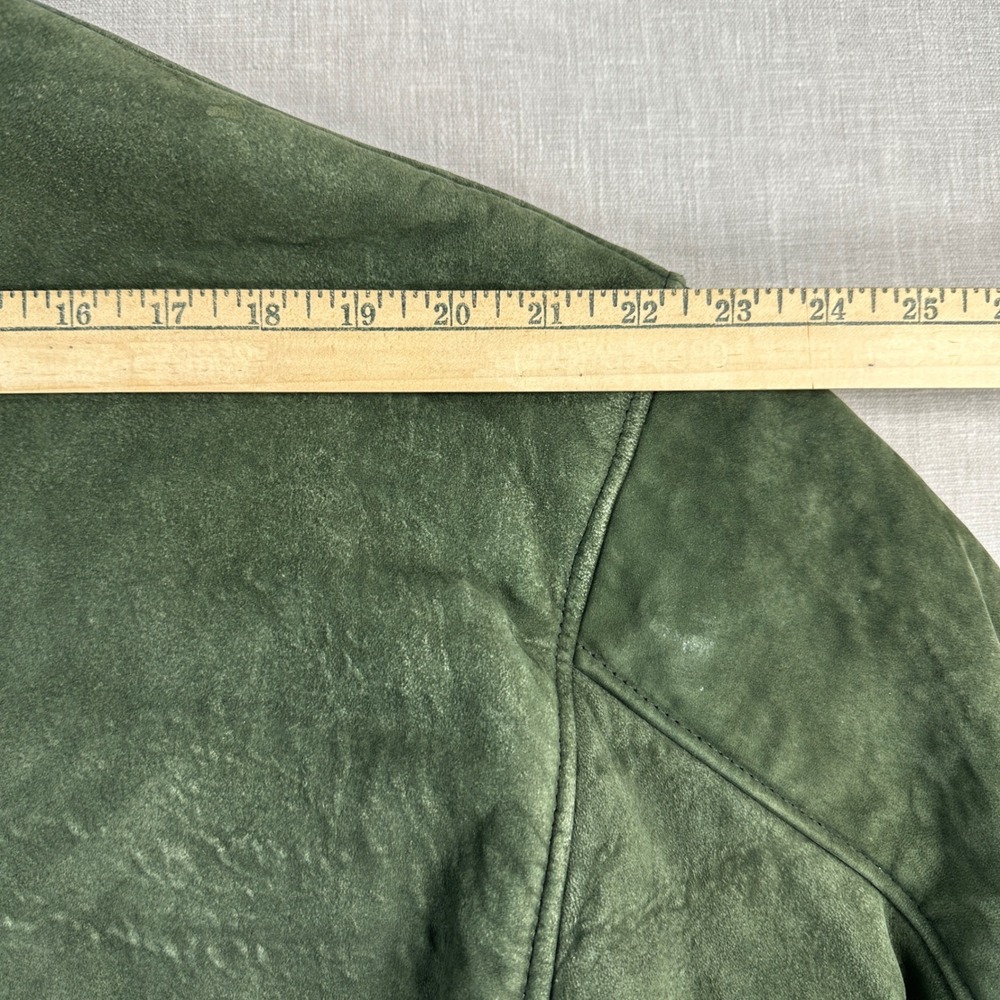L.L. Bean Bomber Jacket Mens L Green Nubuck Leather Thinsulate Plaid Vintage - Picture 12 of 16